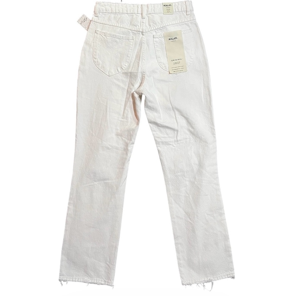 ROLLA'S Free People White Distressed Straight-Leg Jeans High Rise Size 28 - Picture 5 of 9